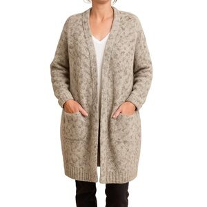 Inhabit Women's Sweater Cardigan Cream Knit Wool Blend Knit Oversized Sz Medium